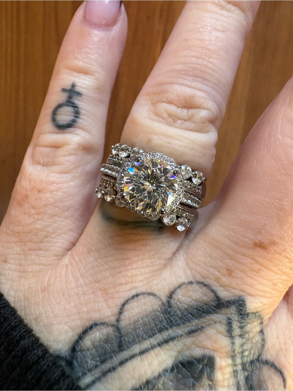 3ct Moissanite Bridal Stack Ring Set – Size 7